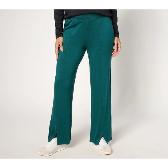 AnyBody Pet Brushed French Terry Full Length Pant Size Small Teal Lounge Comfy - Picture 1 of 9